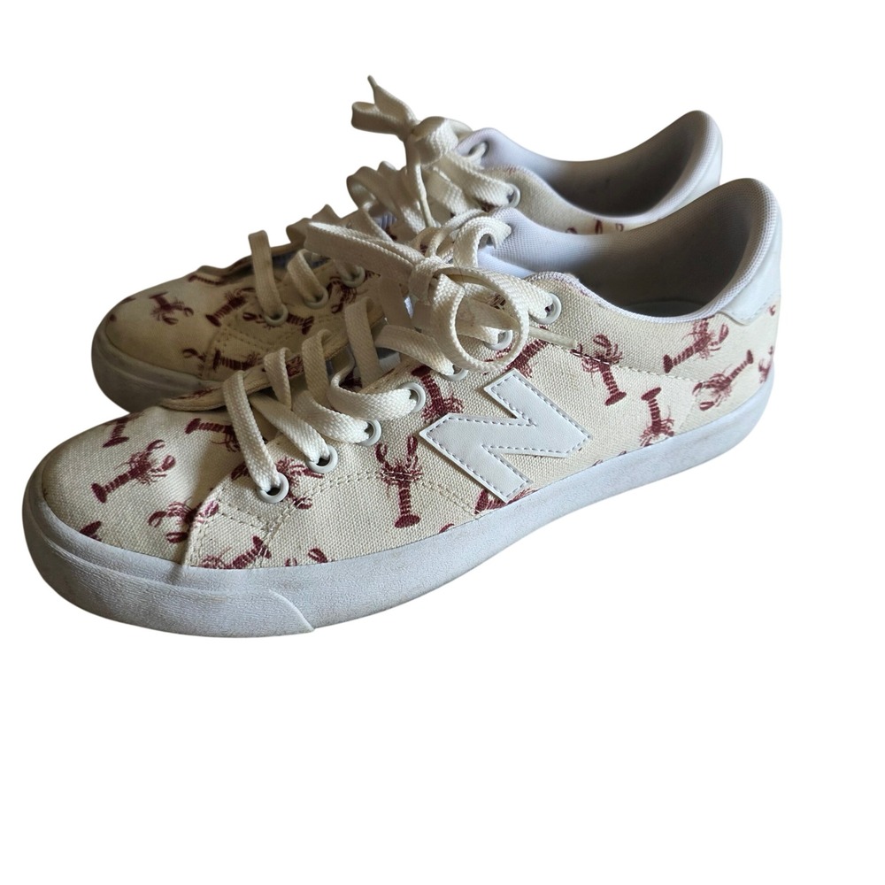 New Balance All Coasts 210 Lobster Shoes Cream Red Canvas Mens 7.5 AM210LBS